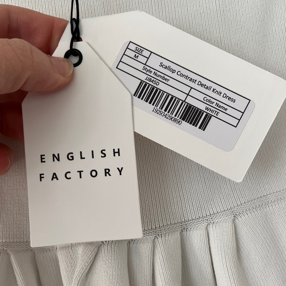 English Factory | NWT White Dress with Black Scallop Trim - Picture 3 of 5